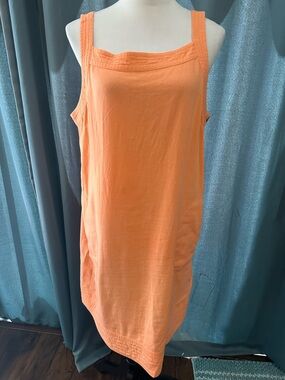 For Cynthia Linen Blend Orange Sleeveless Shift Dress XL Button Side Summer